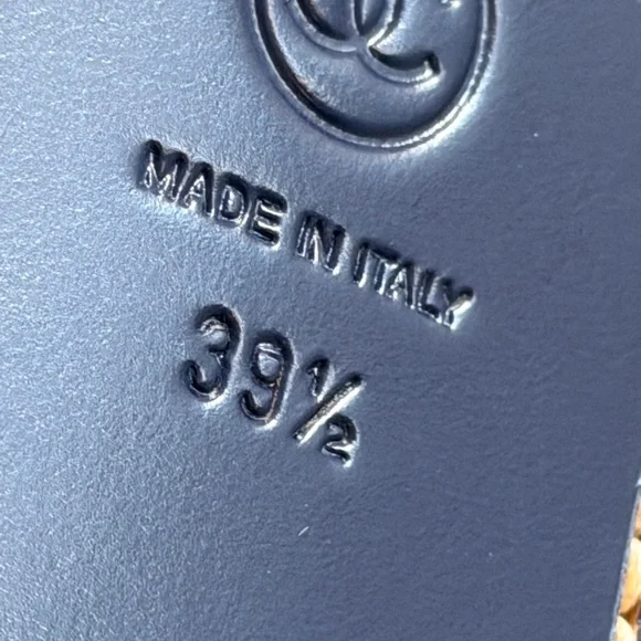 CHANEL Navy Leather Logo Penny Loafers IT 39.5 with dust bag - Picture 8 of 13